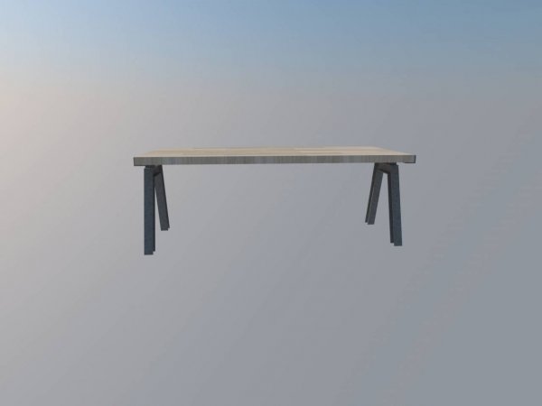Industriële tafel stalen frame houten blad
